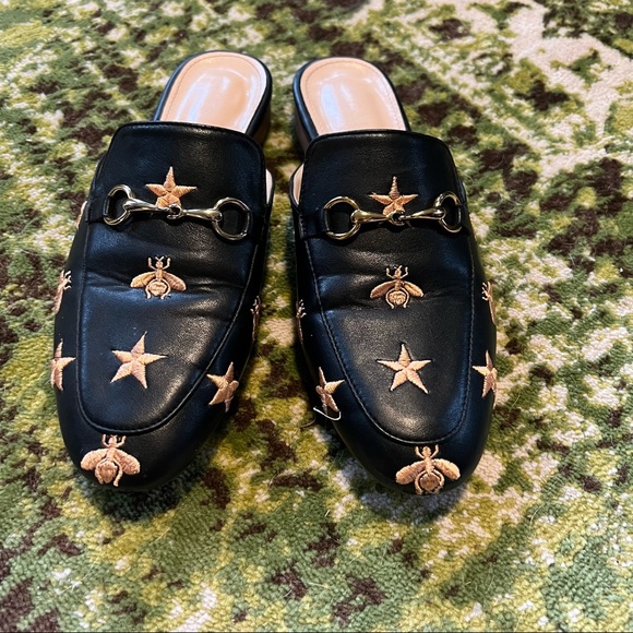 SHEIN Very Gucci Princetown Embroidered Bee Star Horsebit Designer Inspired Mule - Picture 3 of 15